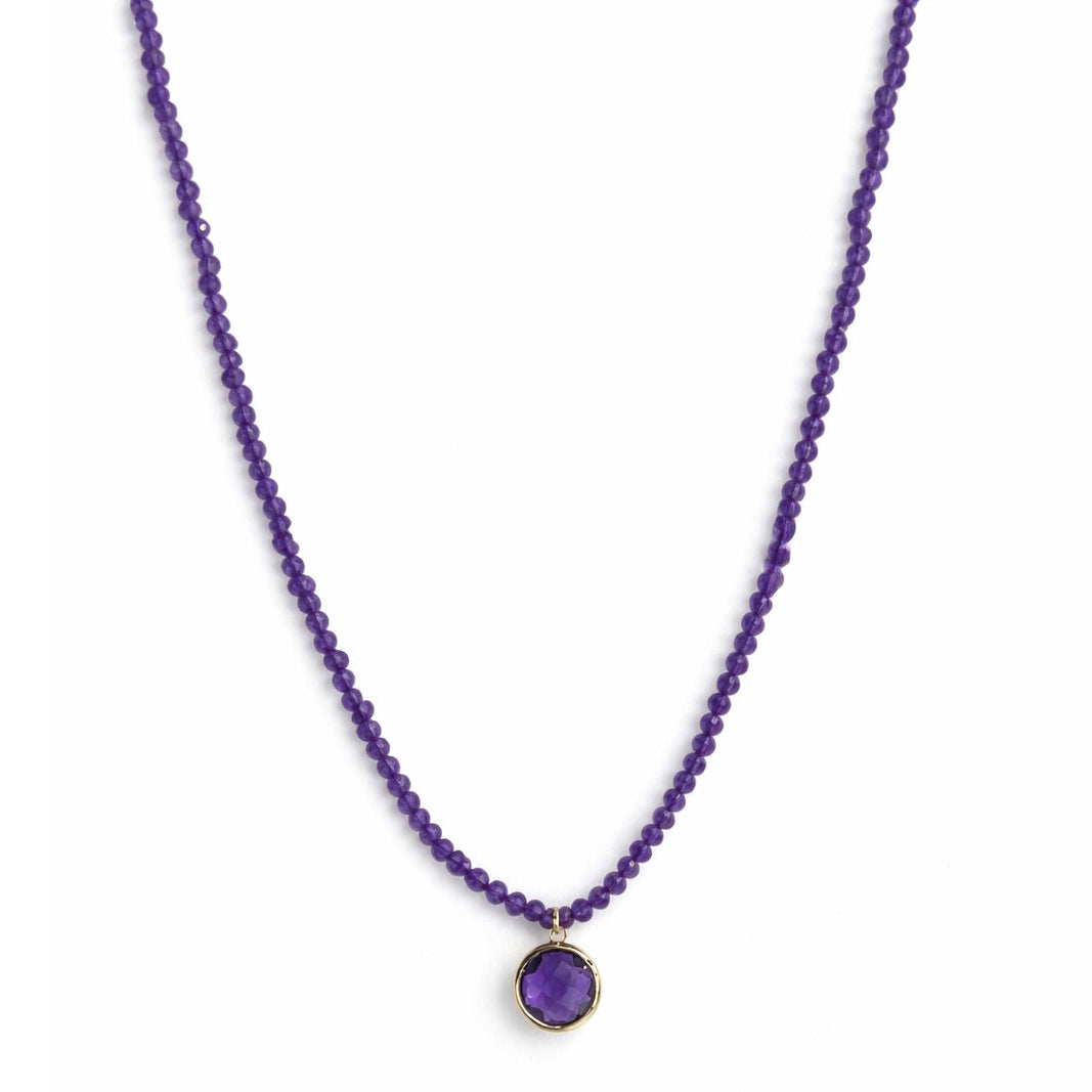 14k Gemstones Small Beads with Mix Pendant Necklace