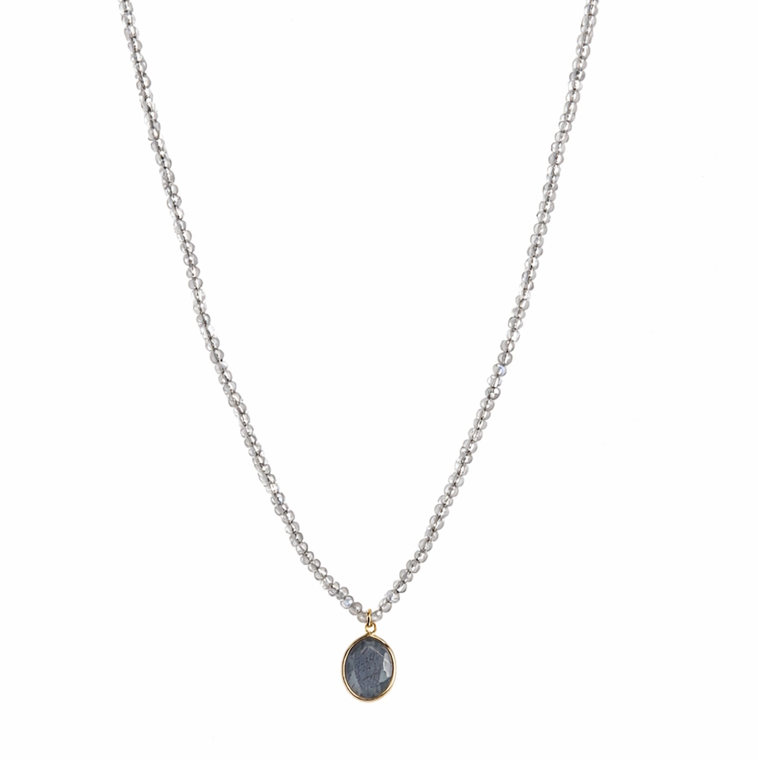 14k Gemstones Small Beads with Mix Pendant Necklace