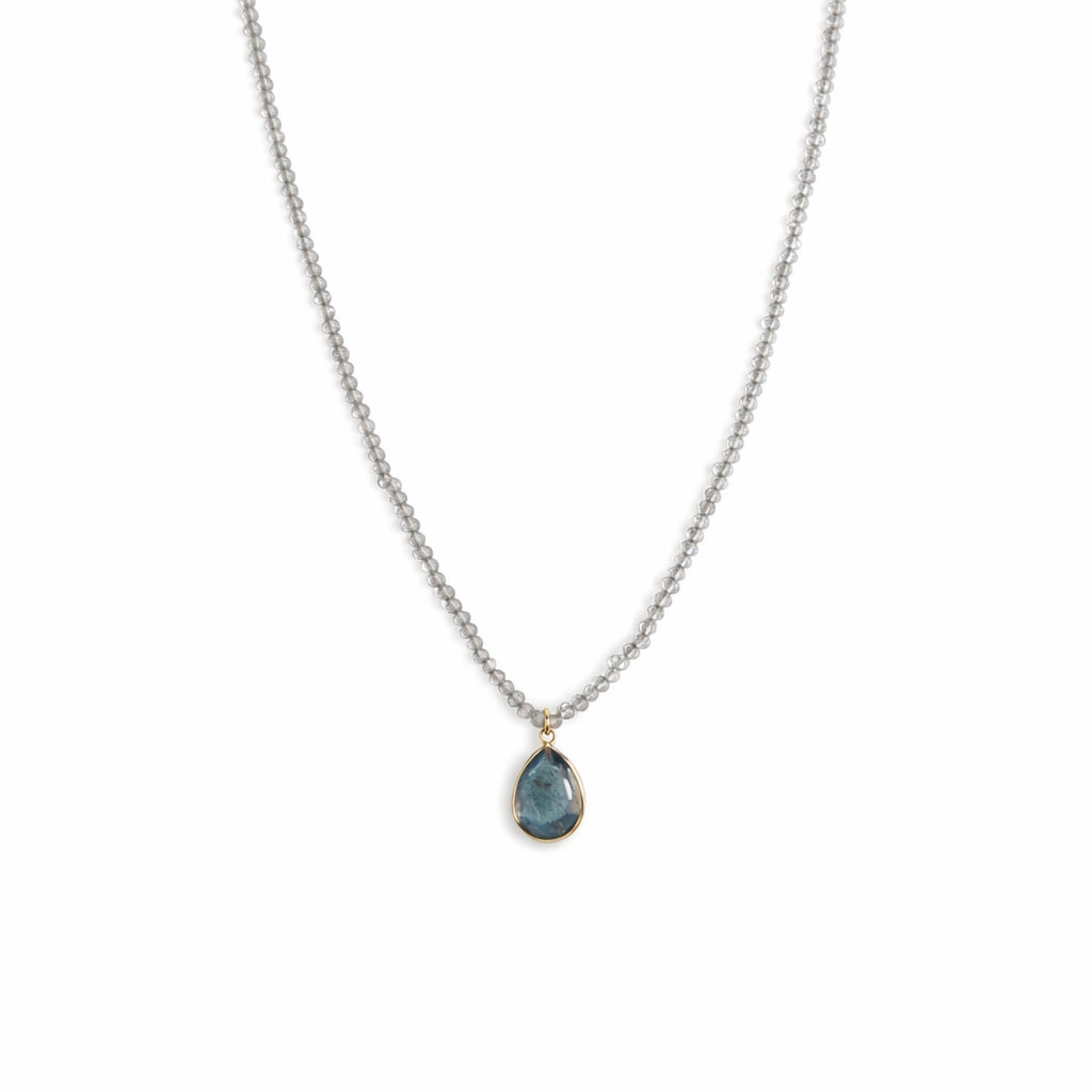 14k Labradorite Small Beads Pear Pendant Necklace