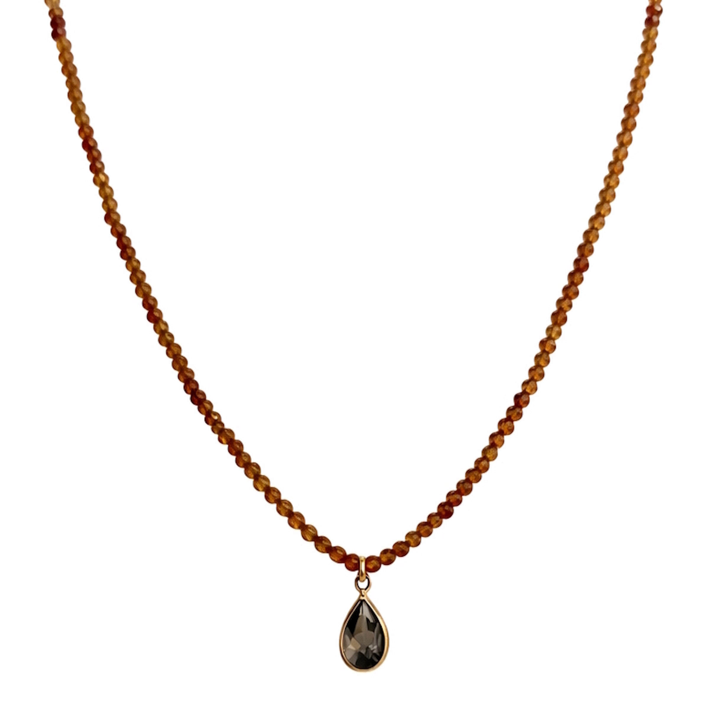 14k Gemstones Small Beads with Mix Pendant Necklace