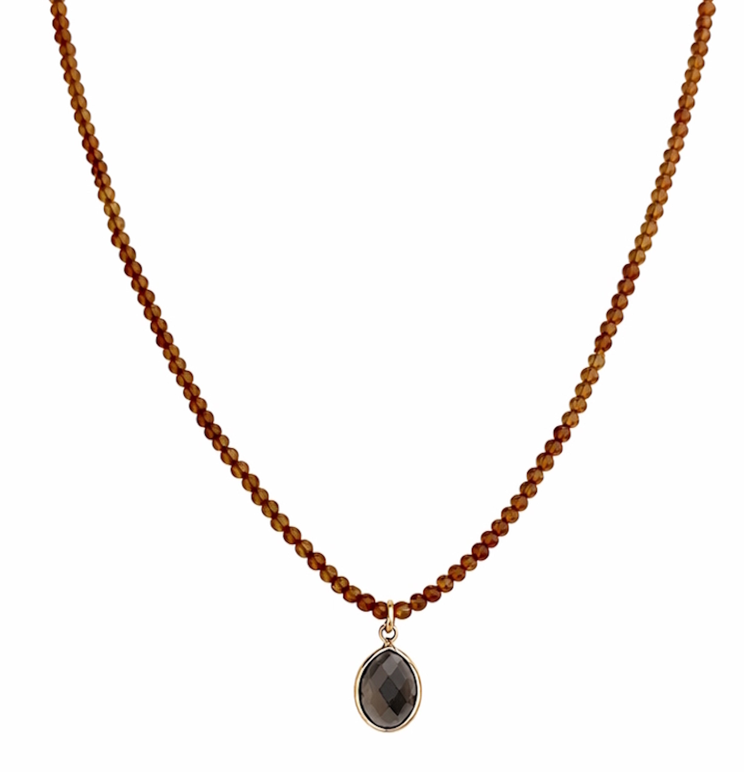 14k Gemstones Small Beads with Mix Pendant Necklace