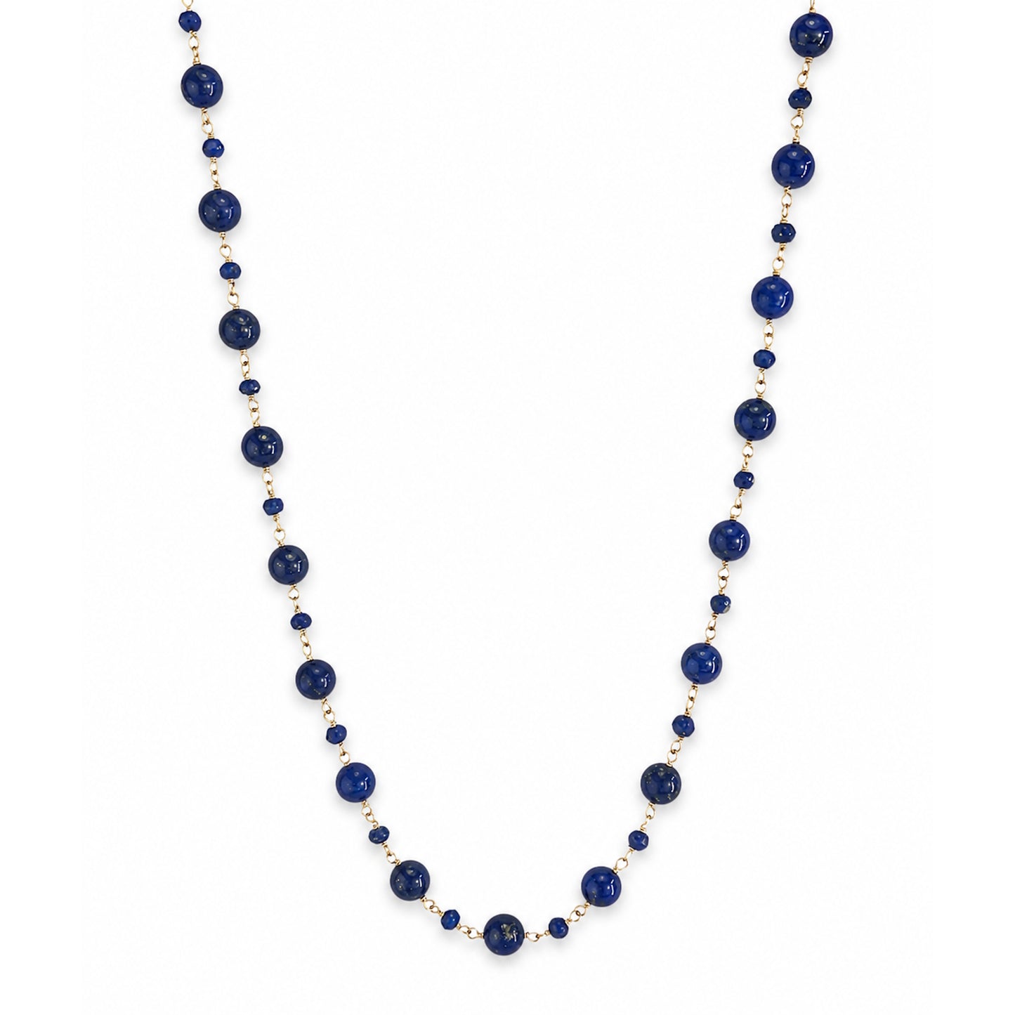14k Lapis 1x1 Alternate Link Necklace