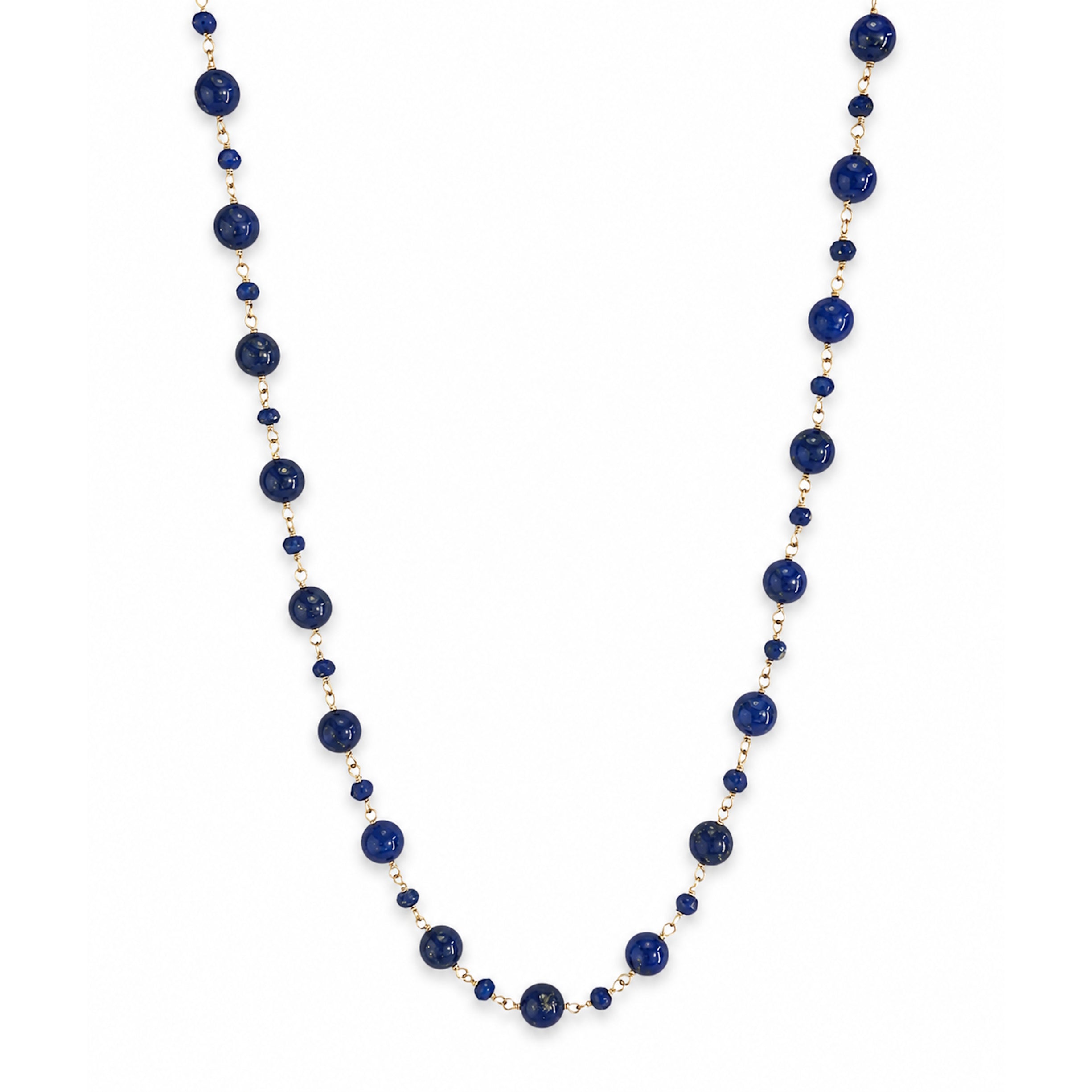 14k Lapis 1x1 Alternate Link Necklace