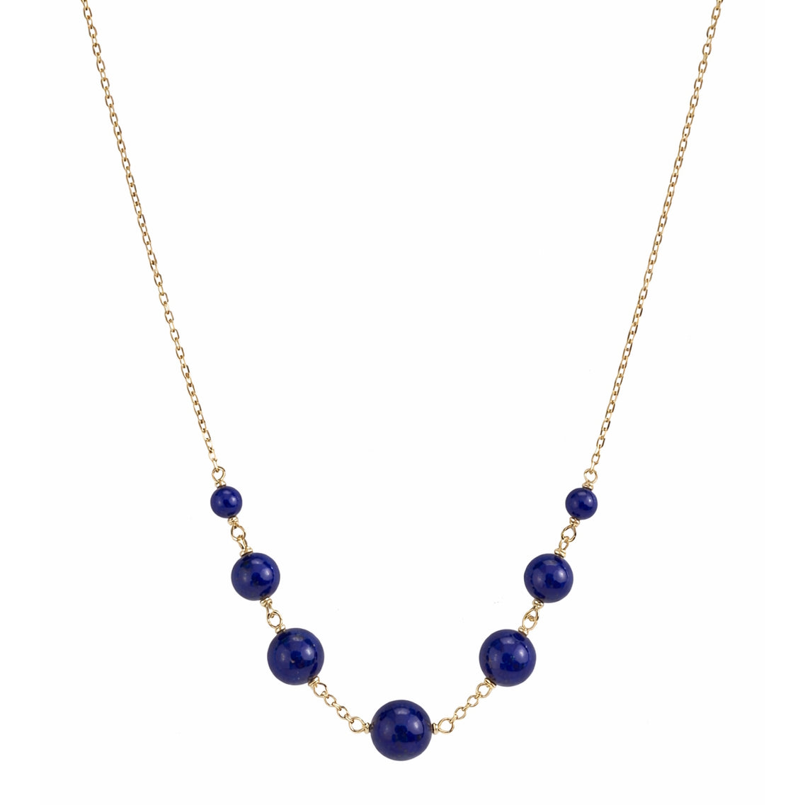 14k Lapis Graduated Link Center Necklace