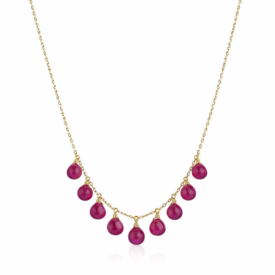 14k Pink Tourmaline Heart Drop Necklace