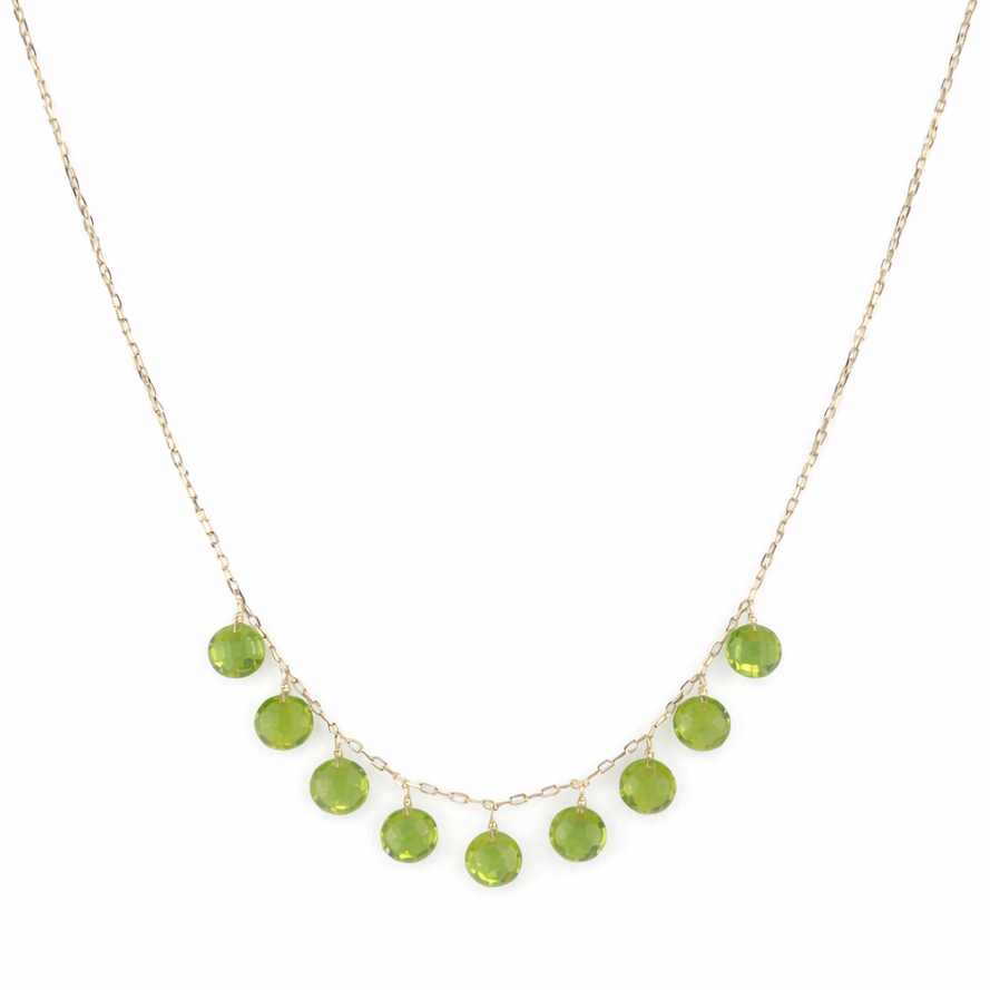 14k Peridot Coin Drop Necklace