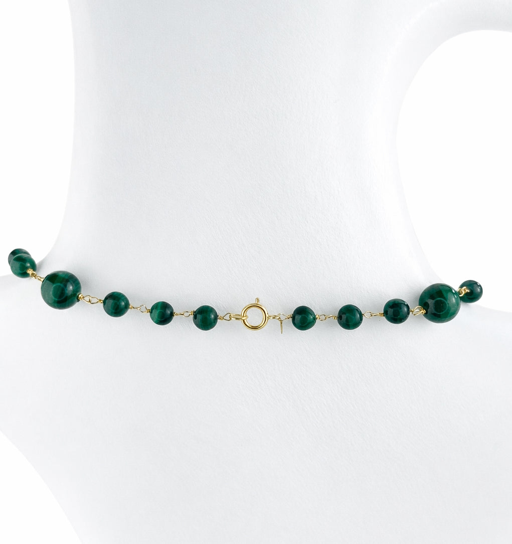 14k Malachite Link Station Necklace