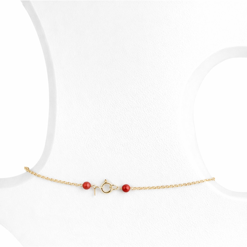 14k Red Coral Fancy Station Necklace
