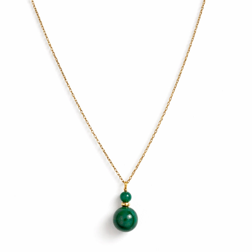 14k Malachite Gold Rondel Pendant Necklace