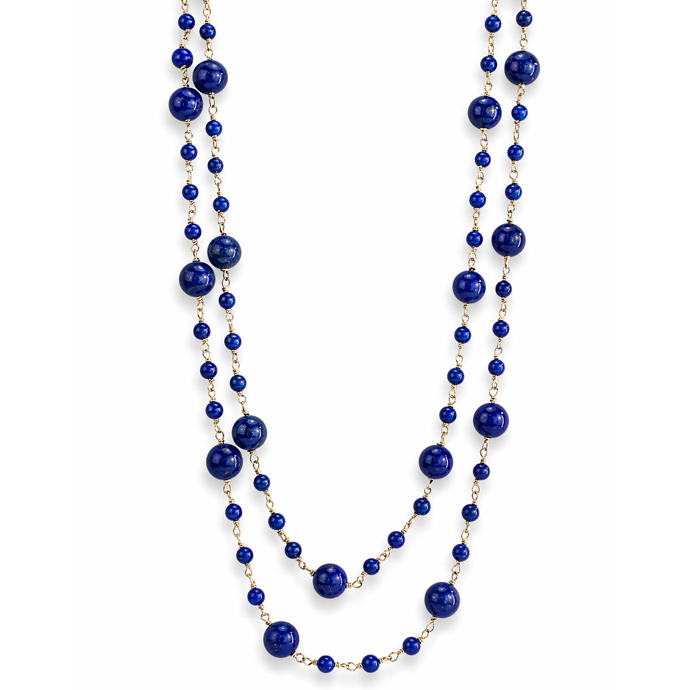 14k Lapis Station Link Necklace