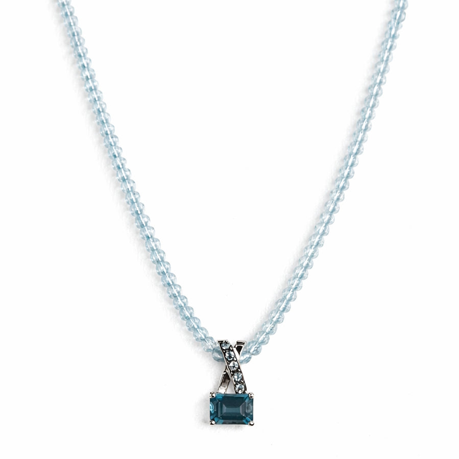 14k Gemstones Small Beads with Mix Pendant Necklace