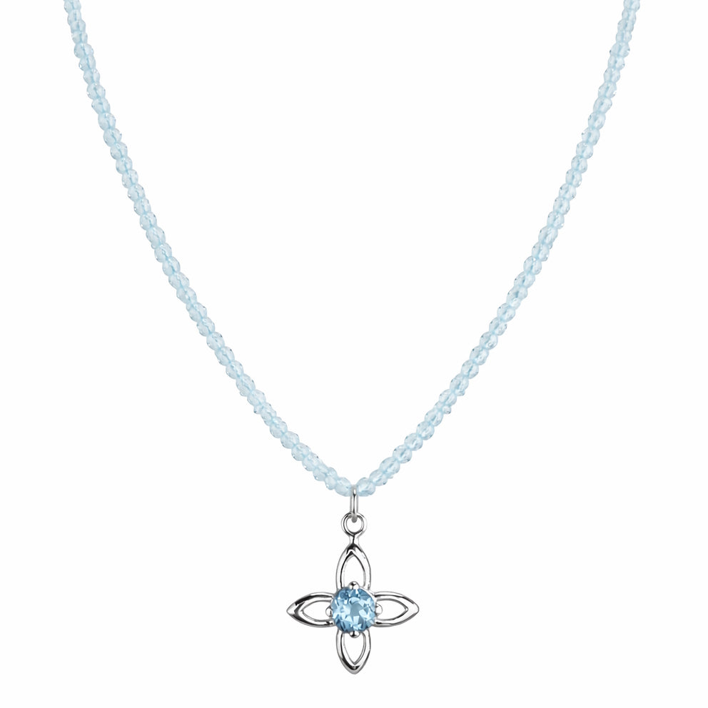 14k Gemstones Small Beads with Mix Pendant Necklace