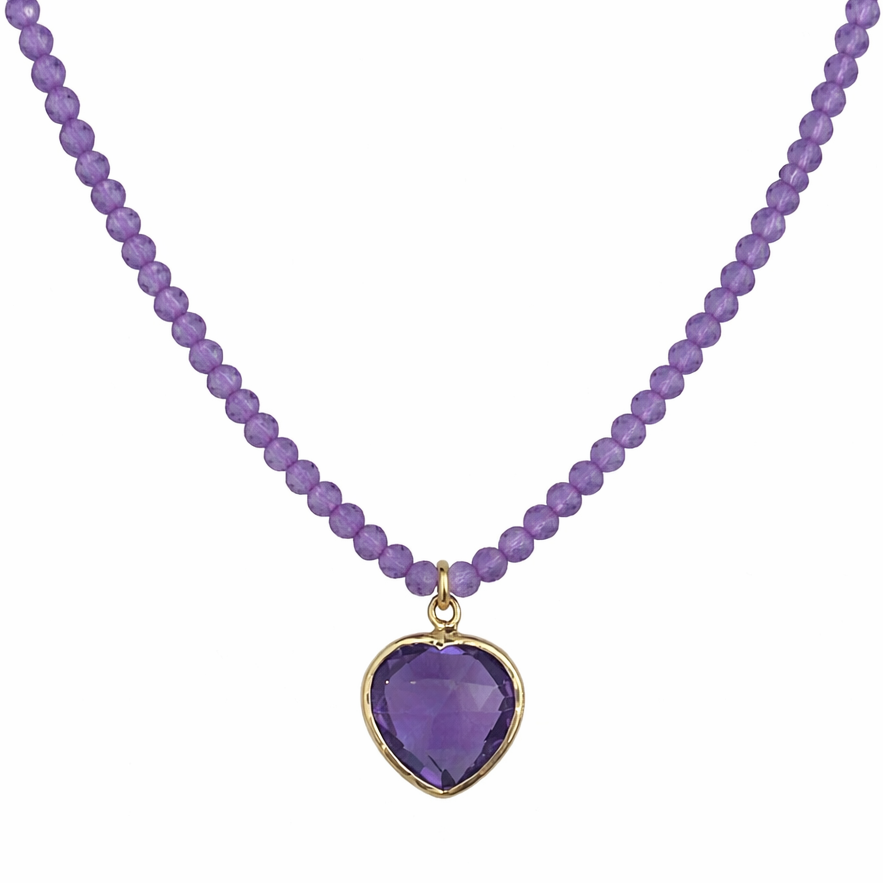 14k Gemstones Small Beads with Mix Pendant Necklace