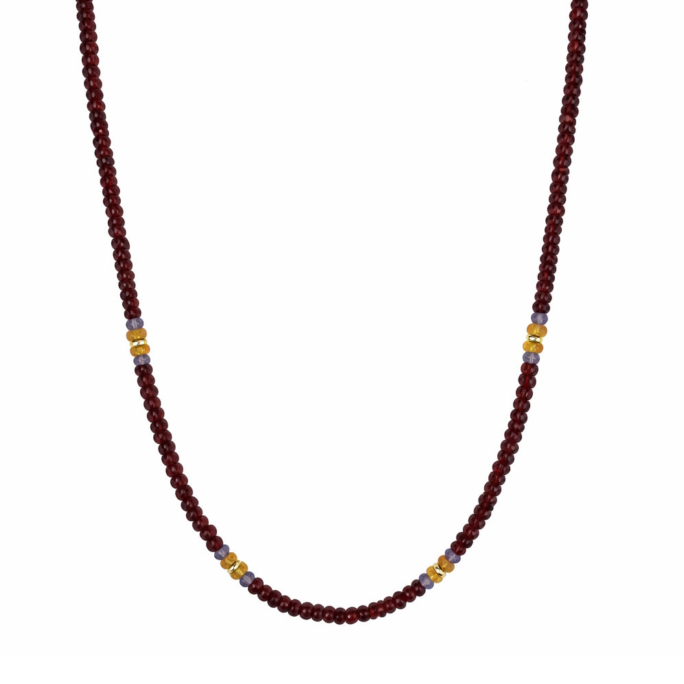 14k Mix Gemstones 4 Station Necklace