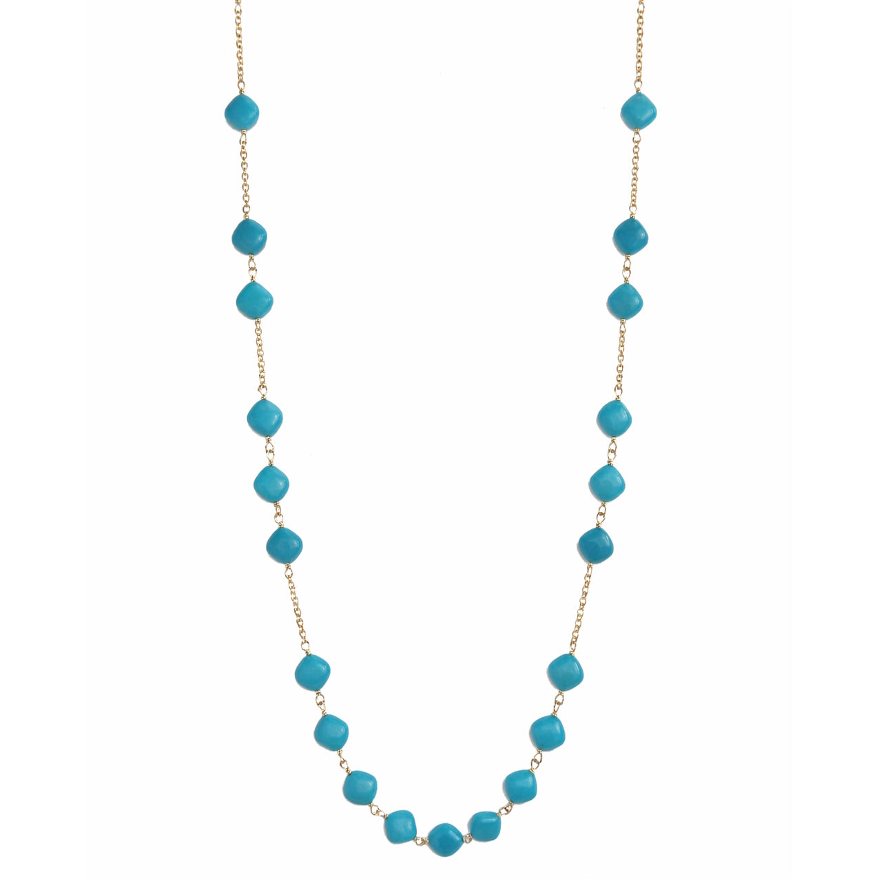 14k Turquoise Rhombus Link Station Necklace
