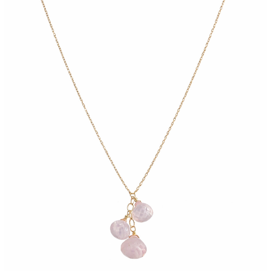 14k Rose Quartz Drop Pendant Necklace