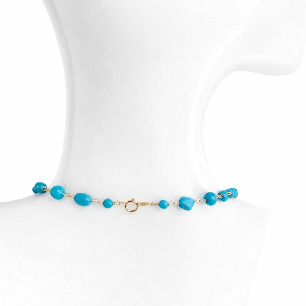 14k Turquoise Mixed Shape Link Necklace