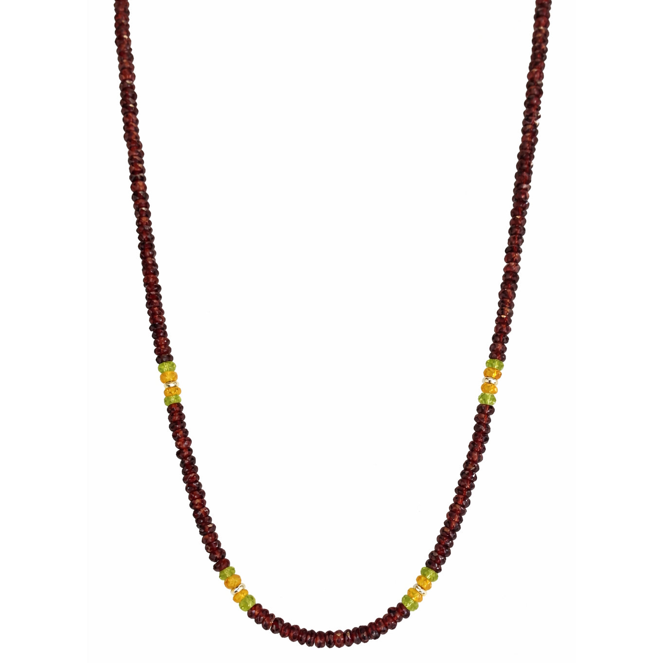 14k Mix Gemstones 4 Station Necklace