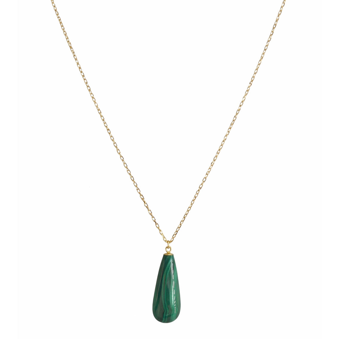 14k Malachite Drop Pendant Necklace