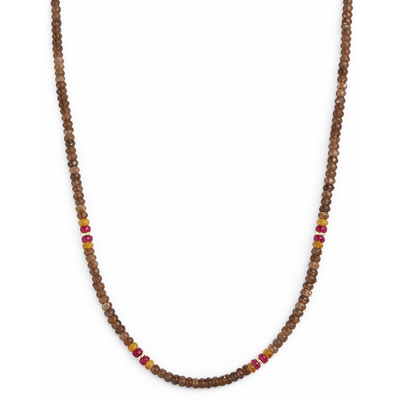 14k Mix Gemstones 4 Station Necklace