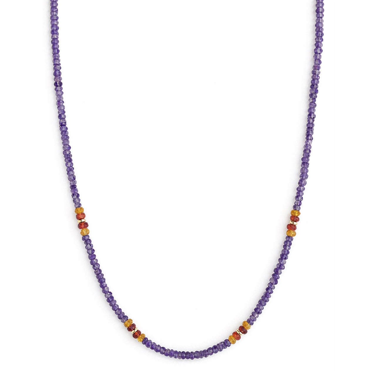 14k Mix Gemstones 4 Station Necklace
