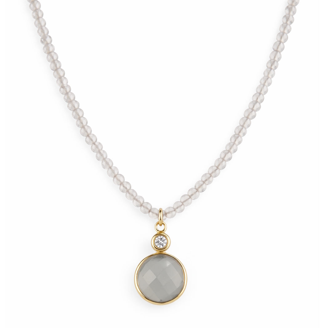 14k Gemstones Small Beads with Mix Pendant Necklace