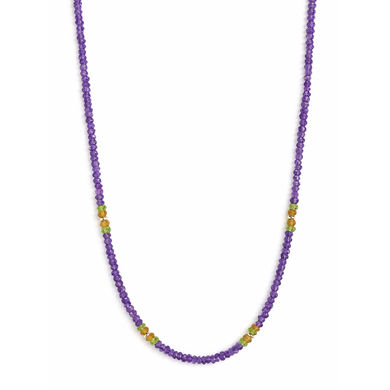 14k Mix Gemstones 4 Station Necklace