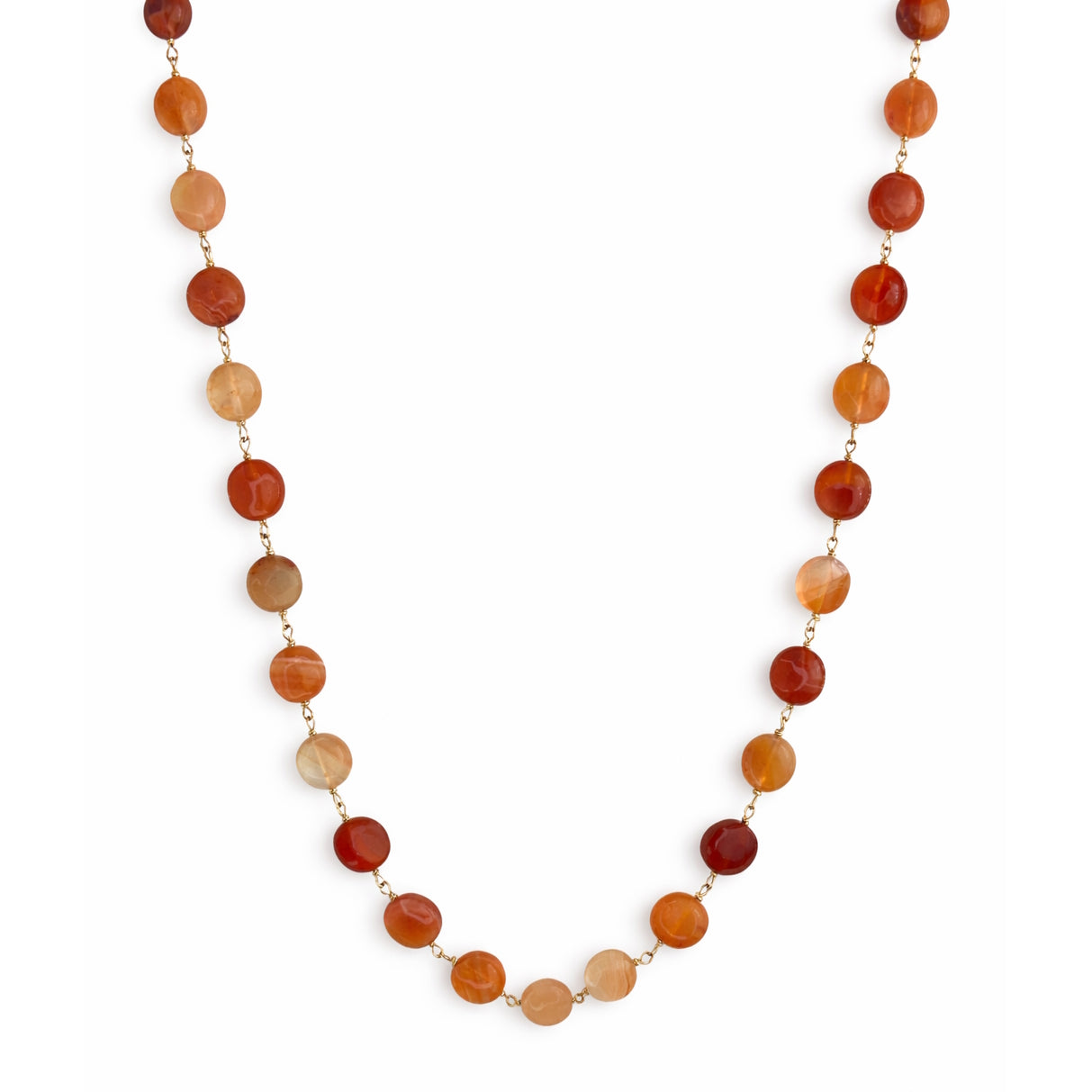14k Red or Grey Agate Coin Link Necklace