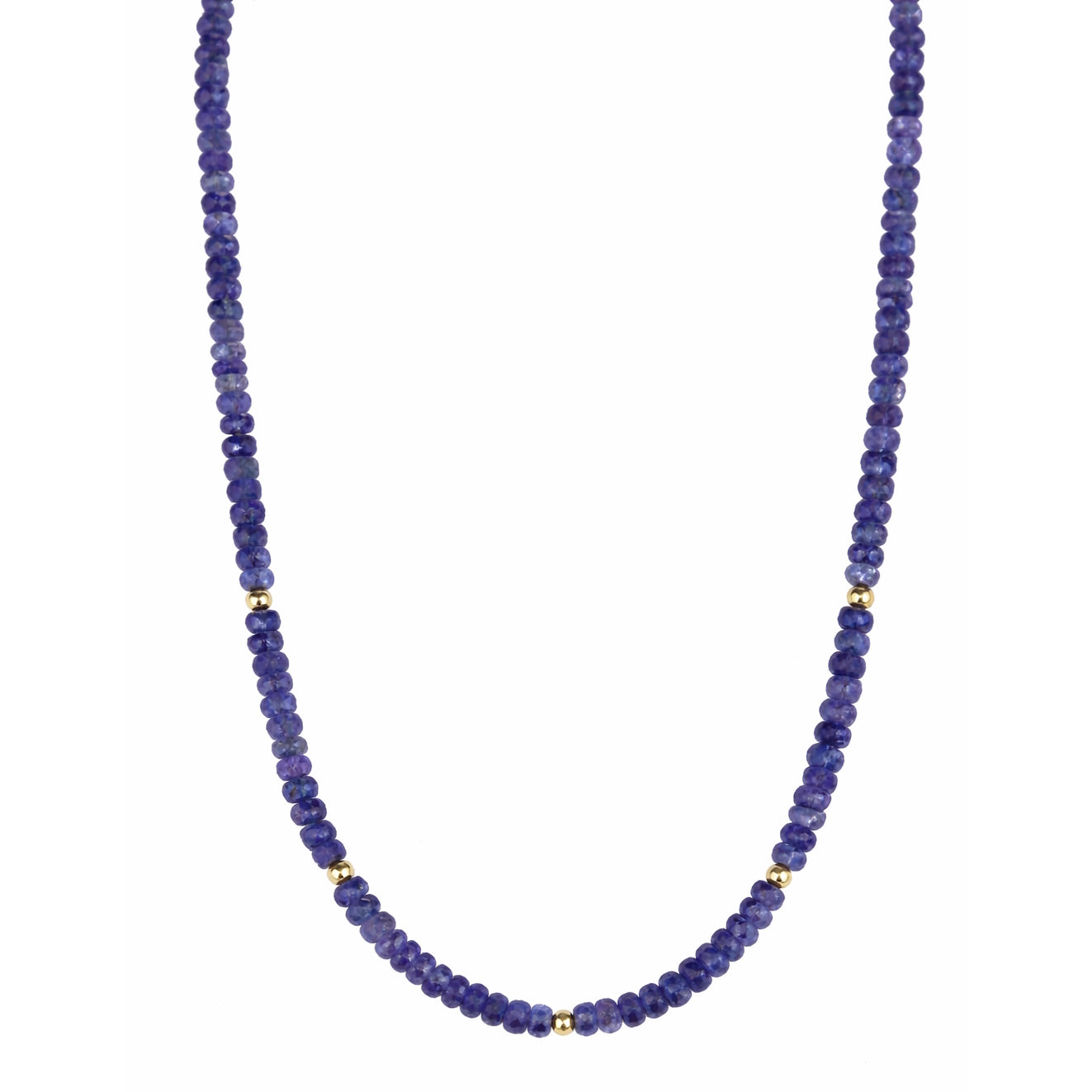 14k Tanzanite Faceted Roundel Gold Ball Necklace