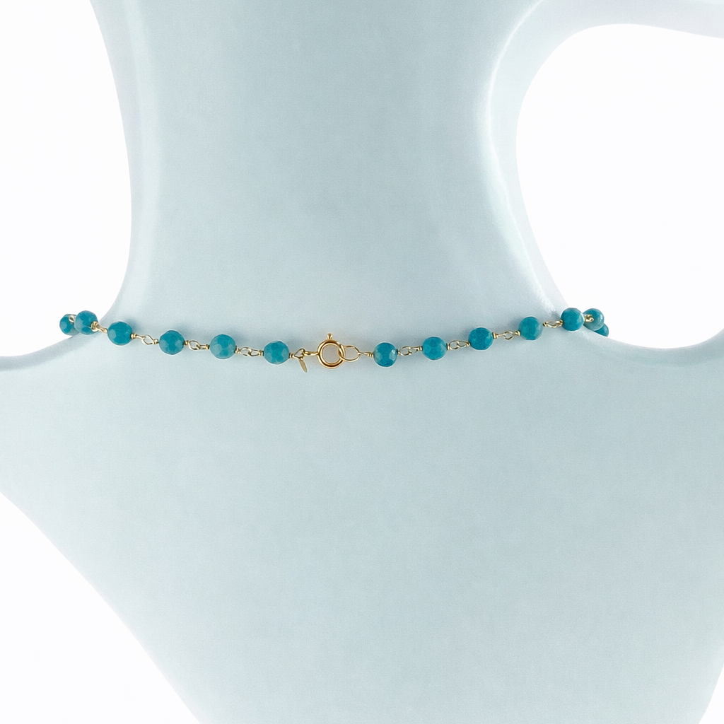 14k Turquoise Link Woven Drop Pendant Necklace