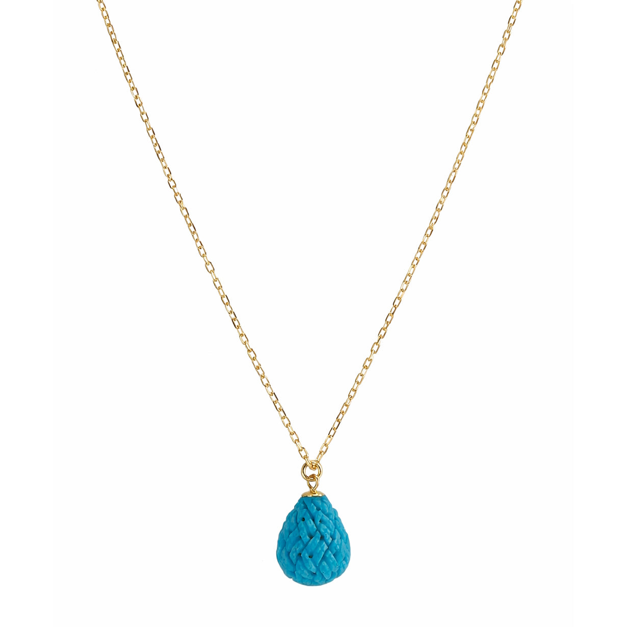 14k Turquoise Woven Drop Pendant Necklace