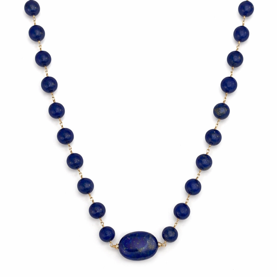 14k Lapis Oval Center Link Necklace