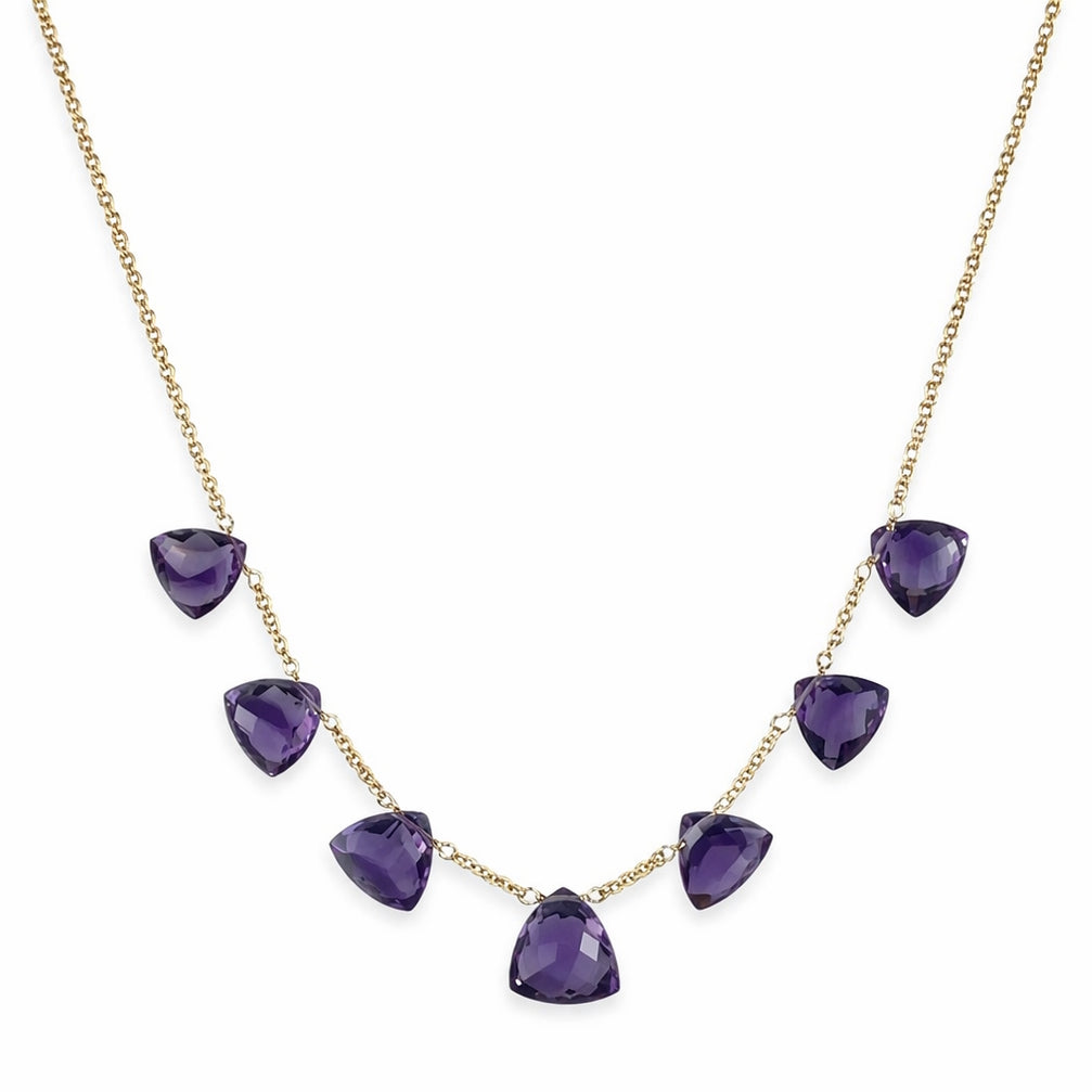 14k Amethyst 7 Trillion Front Necklace