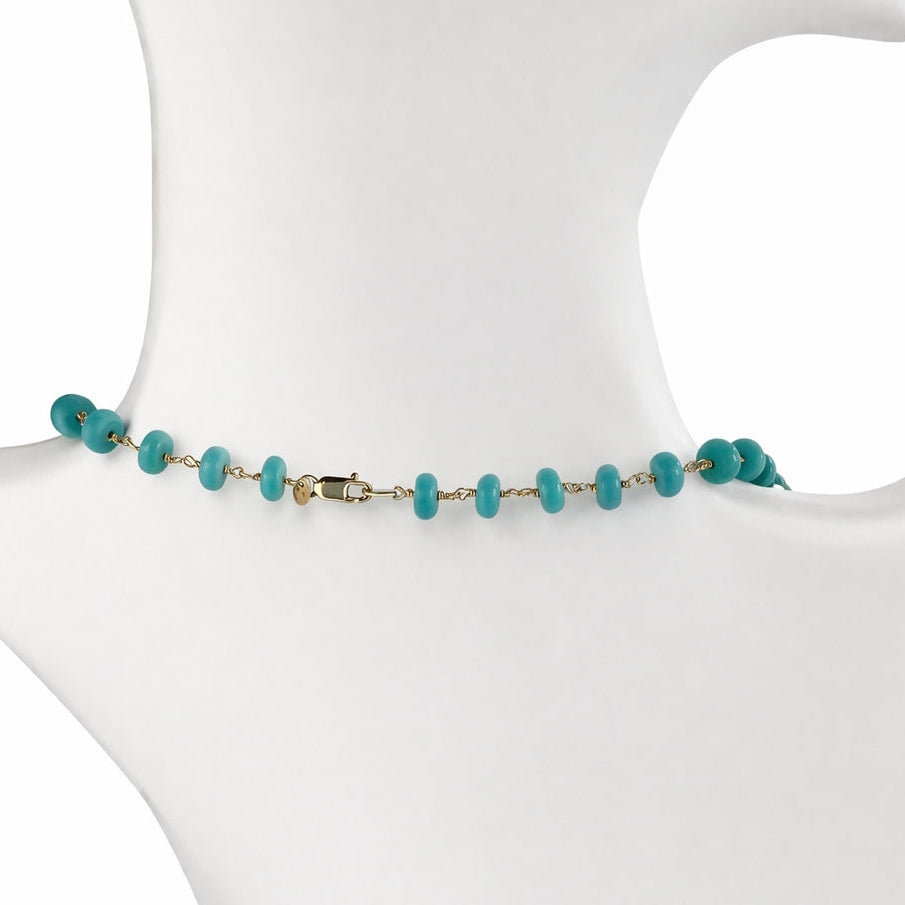 14k Turquoise & Gold Ball 5 Station Link Necklace