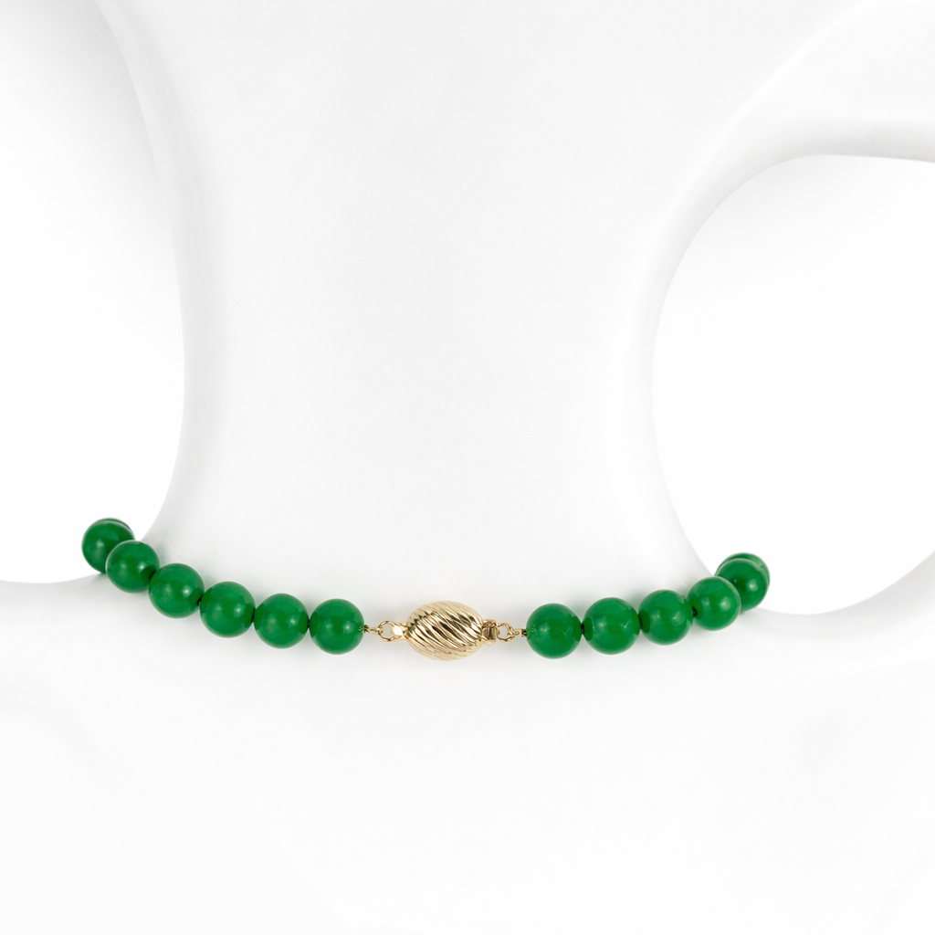 14k Green Jade Dragon Rectangle Shape Pendant Necklace
