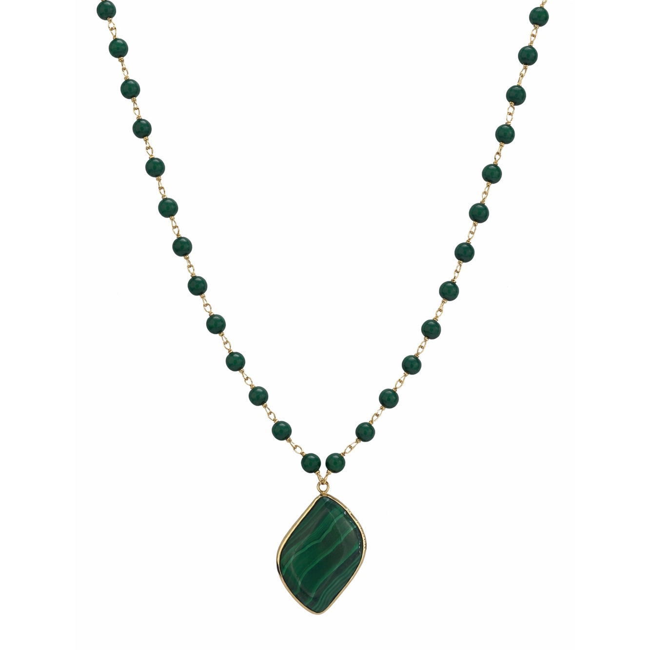 14k Malachite Link with Bezel Pendant Necklace