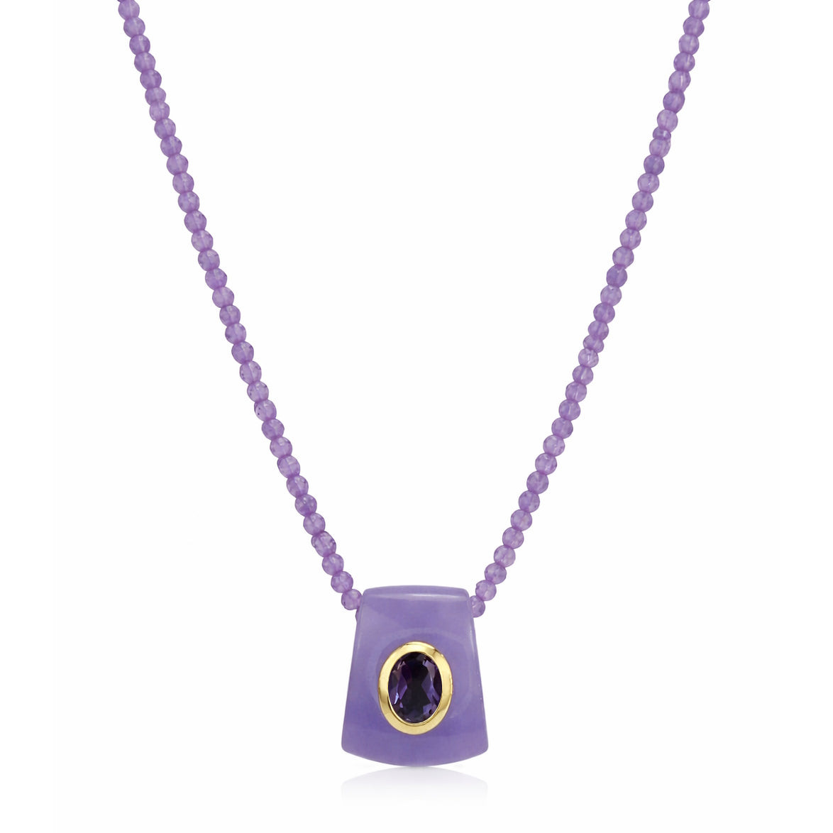 14k Pink Amethyst or Black Spinel Amethyst Slide Pendant Necklace