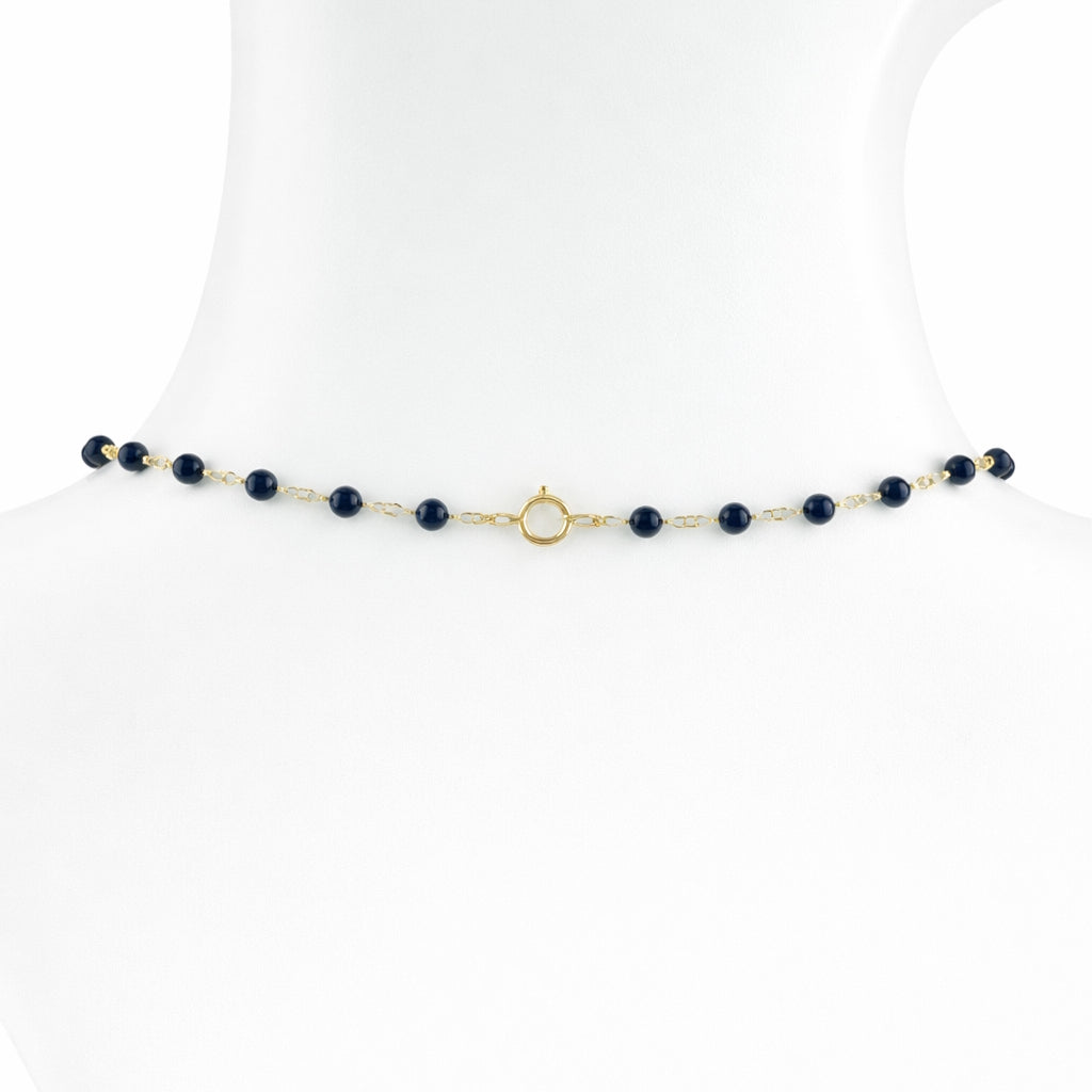14k Gemstones 4 Gold Station Link Necklace