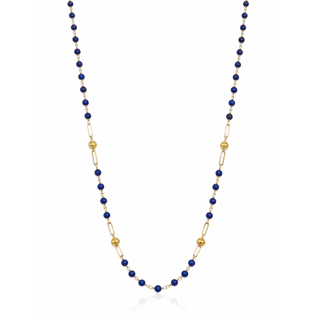 14k Gemstones 4 Gold Station Link Necklace