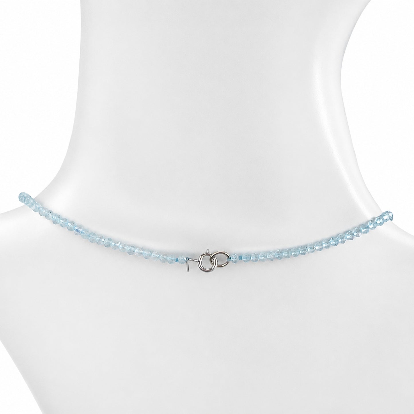 14k White Gold Blue Topaz with London & Swiss Blue Topaz Diamond Pendant Necklace