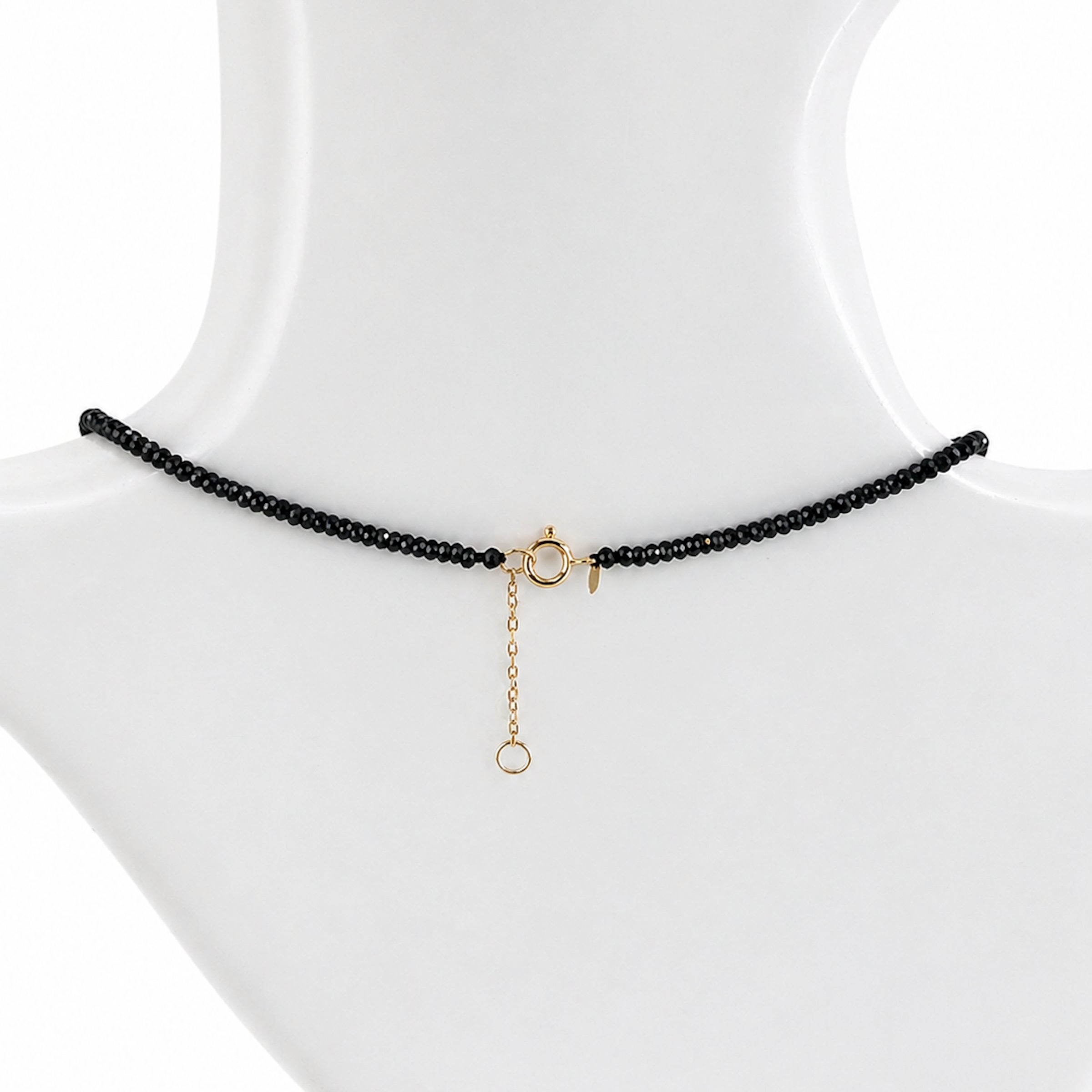14k Black Spinel with Black Onyx Rectangle Shape Pendant Necklace
