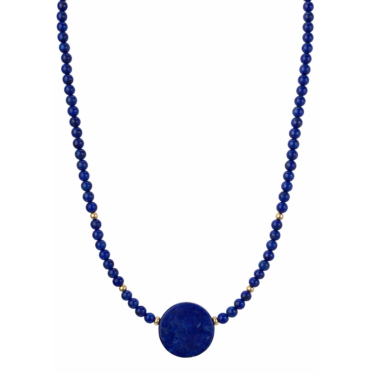 14k Lapis with Round Coin Center Necklace