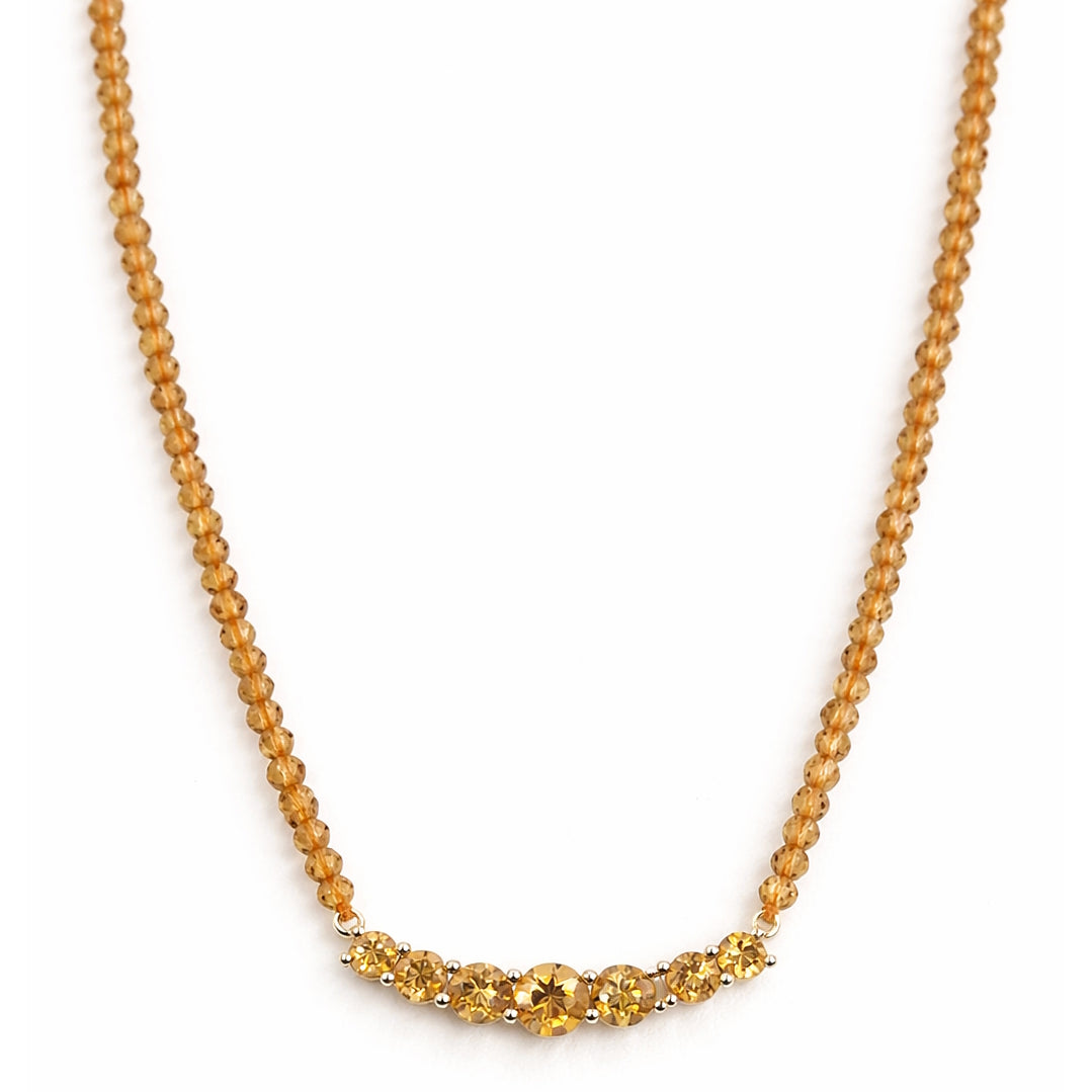 14k Garnet or Citrine Curved Bar Necklace