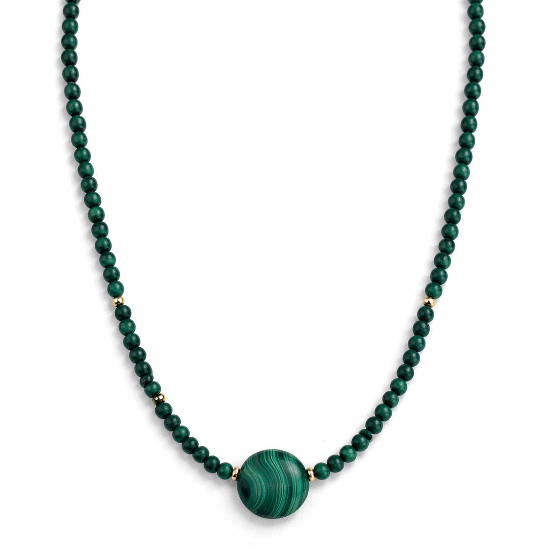 14k Malachite with Coin Center Necklace