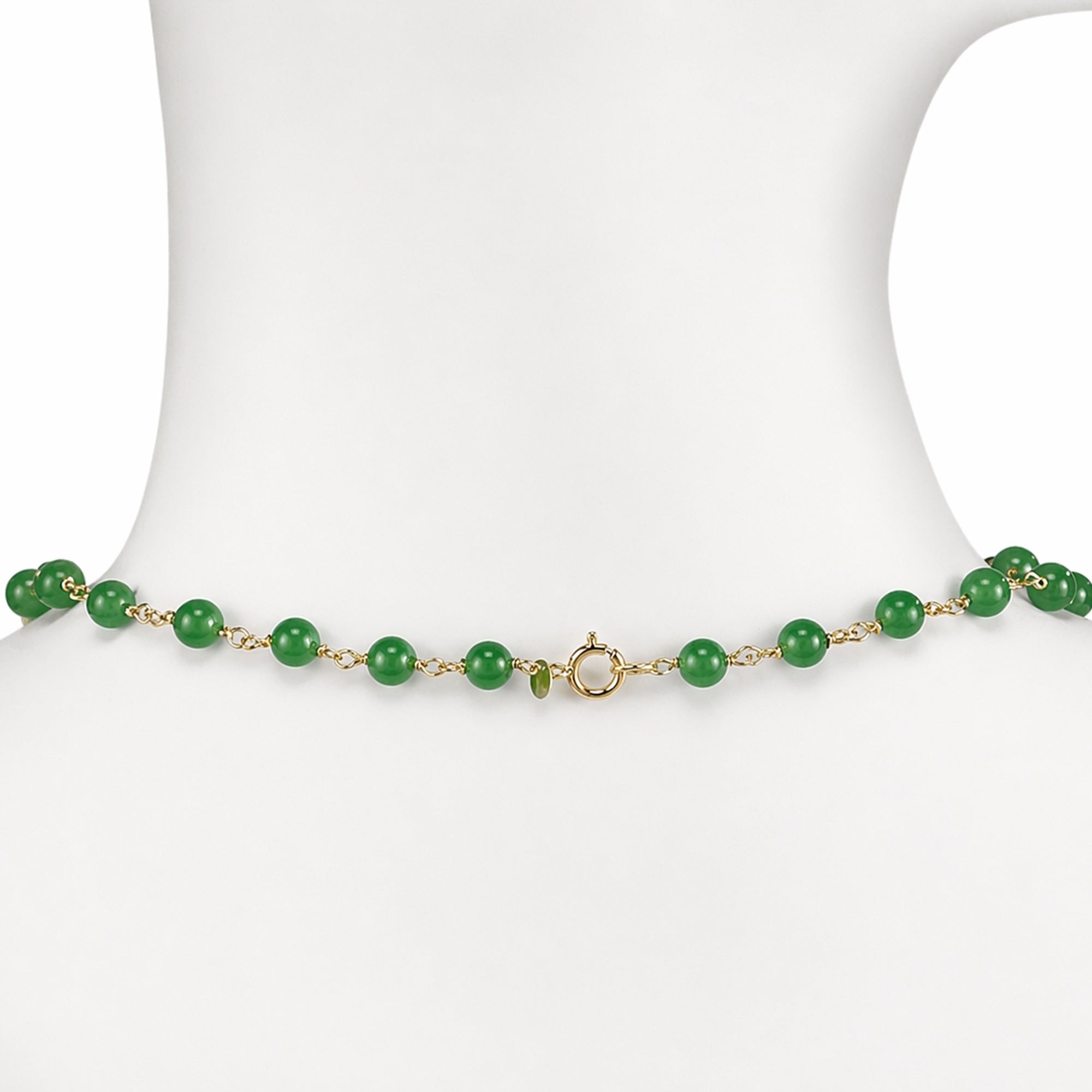 14k Jade Link with Round Pendant Necklace