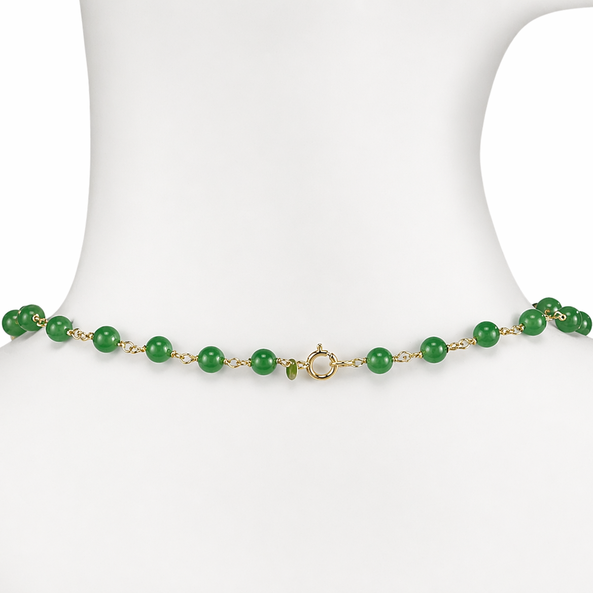 14k Jade Link with Round Pendant Necklace