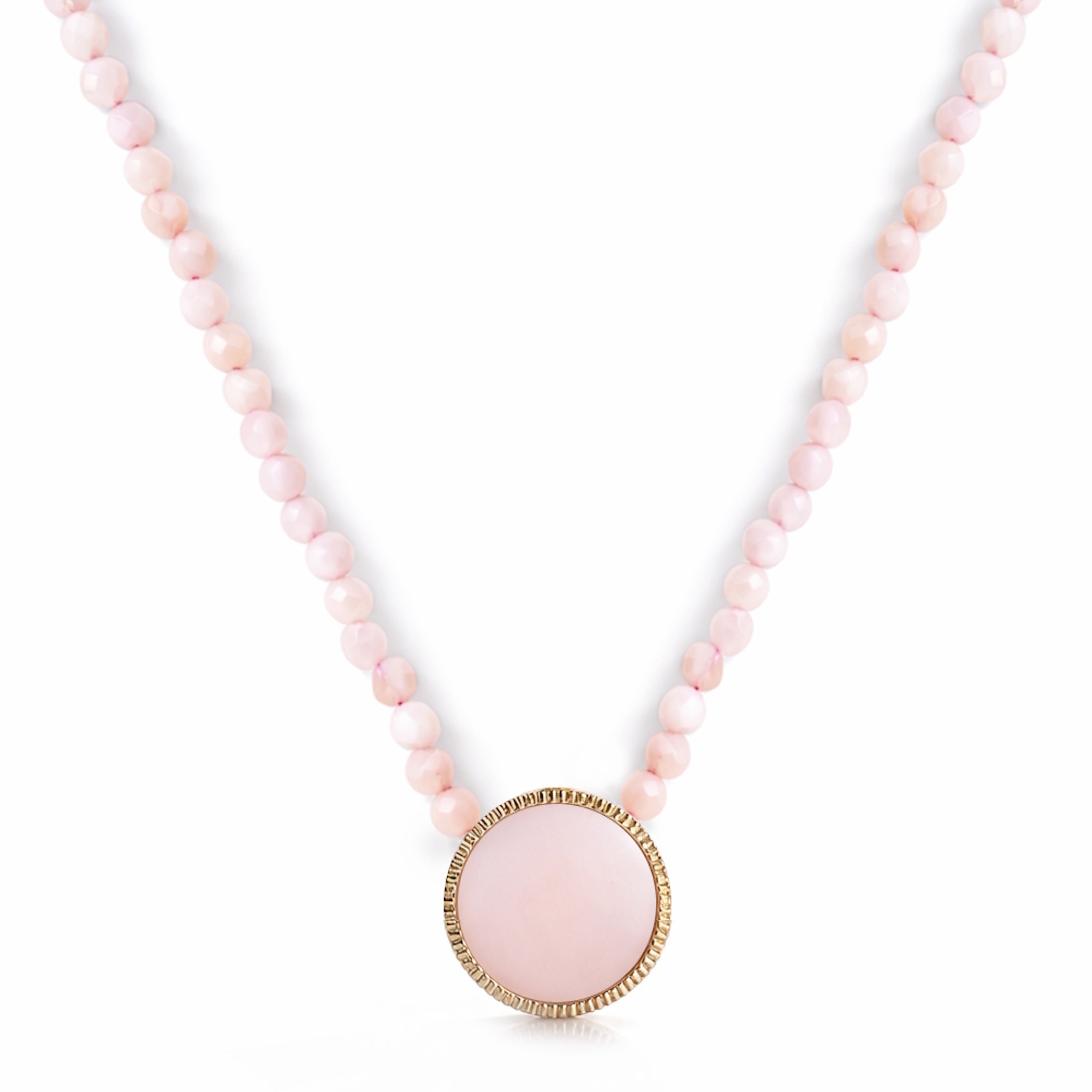 14k Gemstones Small Beads with Mix Pendant Necklace