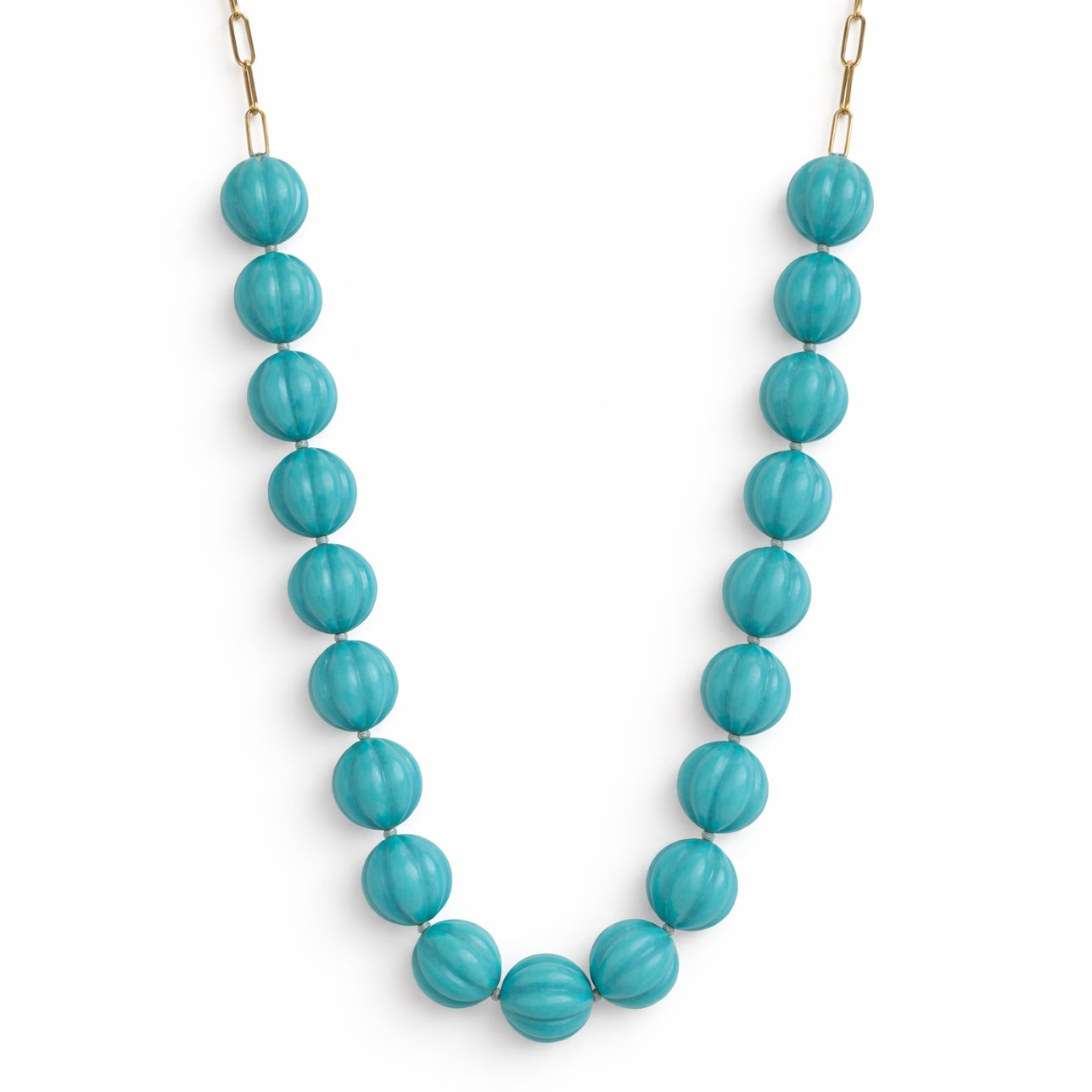 14k Turquoise Pumpkin Bead Knotted Paperclip Necklace