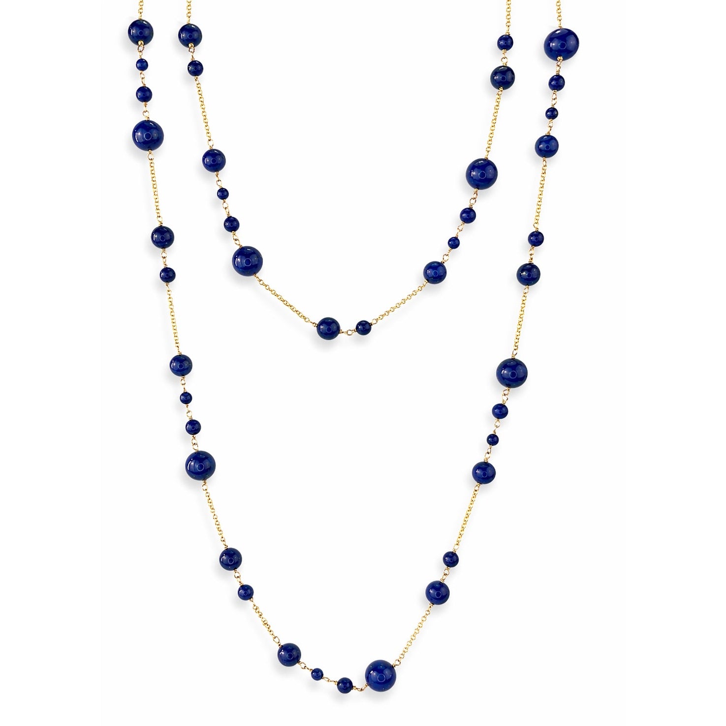 14k Lapis Station Link Necklace