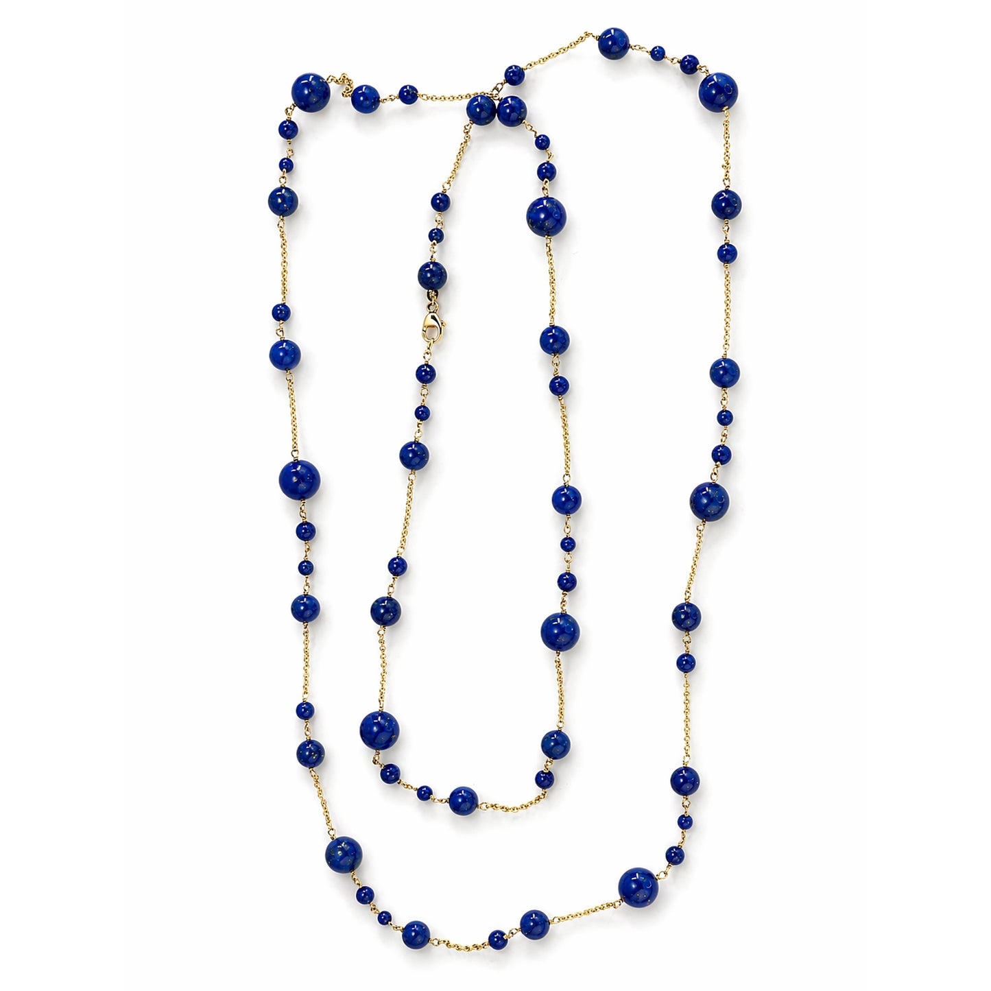 14k Lapis Station Link Necklace
